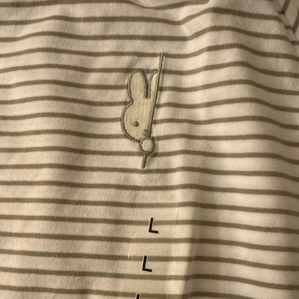 Uniqlo White and Gray Striped Miffy T-Shirt - Picture 4 of 5